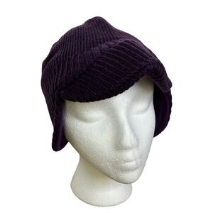 Due North Wind Resistant Knit Cap Ear Flap Purple Winter Beanie Cold Weather Hat